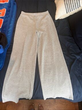 Zara Light Gray Wide-Leg Knit Pants
